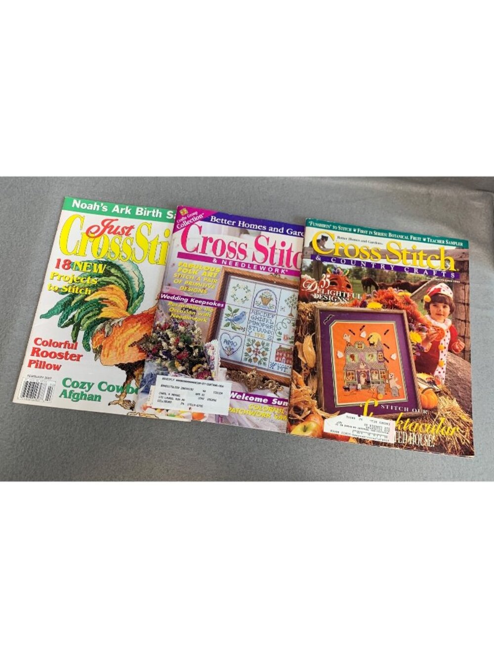 Vintage Cross Stitch Magazines Lot Just CrossStitch Better Homes Colorful Patter